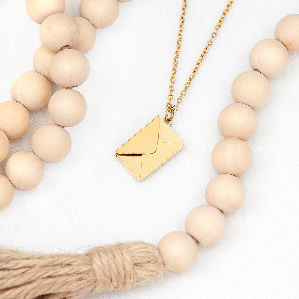 GOLD SECRET MESSAGE ENVELOPE NECKLACE