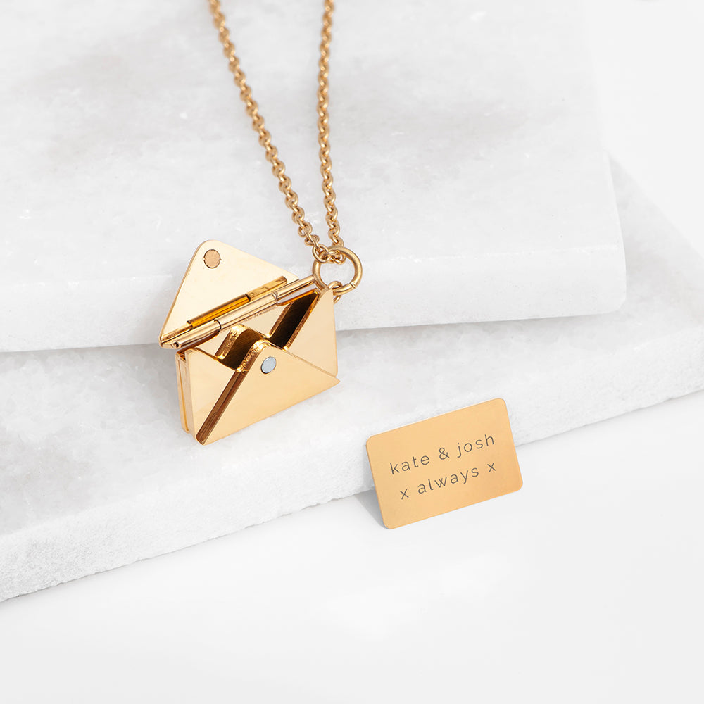 GOLD SECRET MESSAGE ENVELOPE NECKLACE