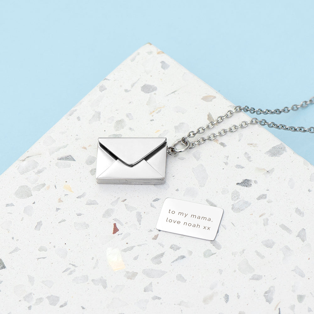 SILVER SECRET MESSAGE ENVELOPE NECKLACE