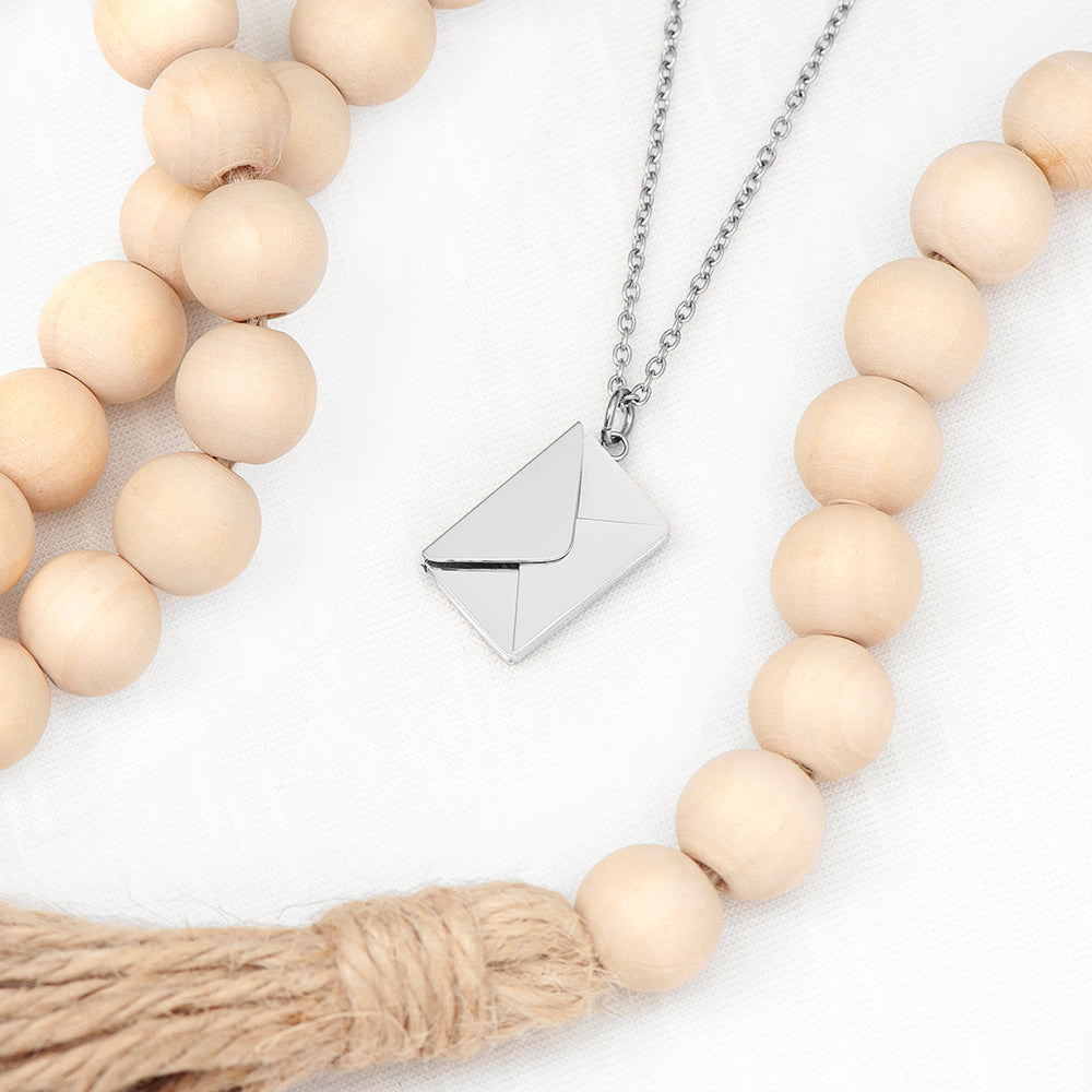 SILVER SECRET MESSAGE ENVELOPE NECKLACE