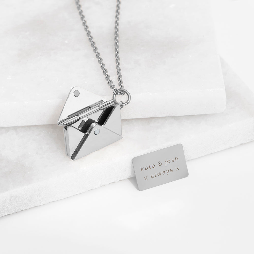 SILVER SECRET MESSAGE ENVELOPE NECKLACE