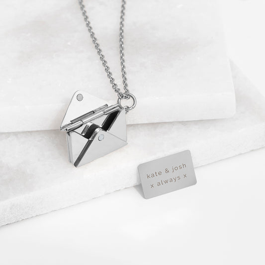 SILVER SECRET MESSAGE ENVELOPE NECKLACE