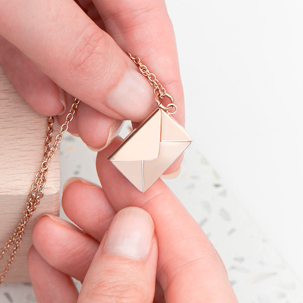 GOLD SECRET MESSAGE ENVELOPE NECKLACE
