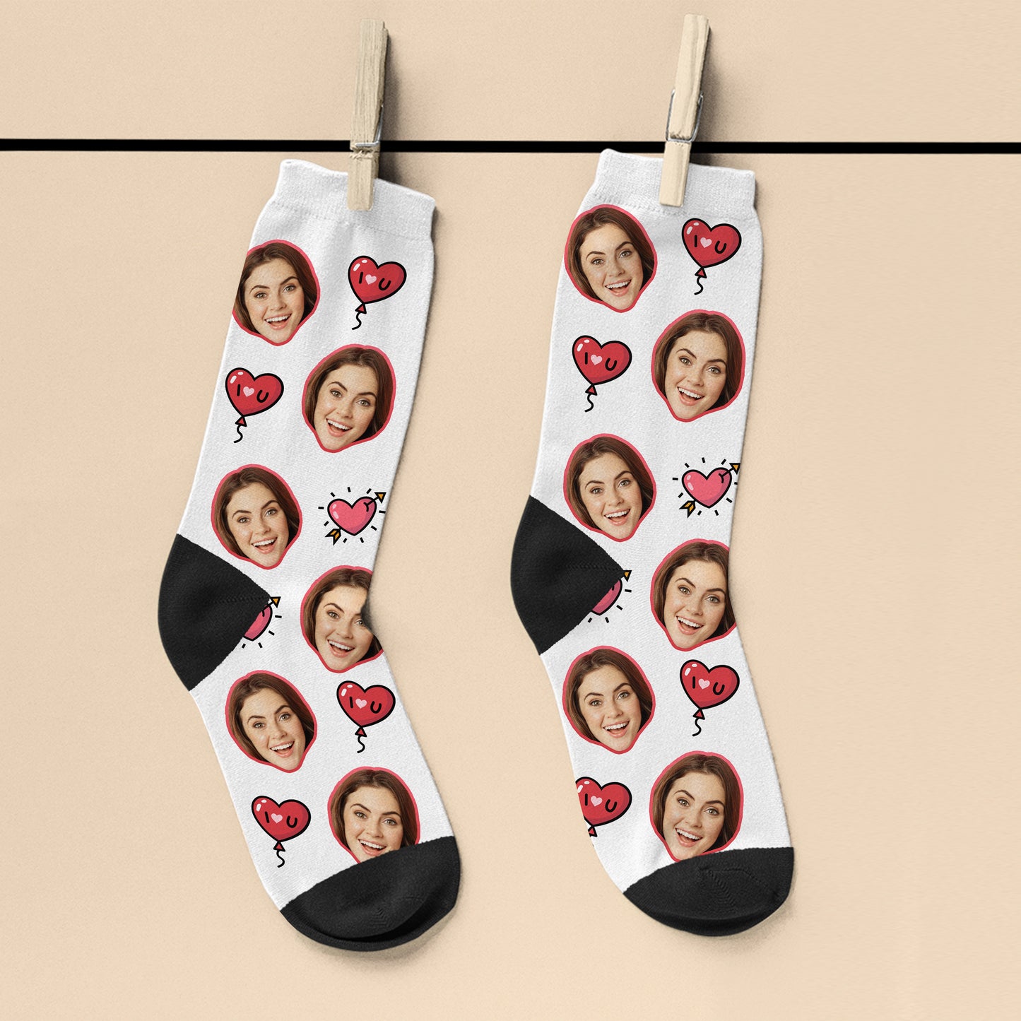 I LOVE YOU FACE SOCKS