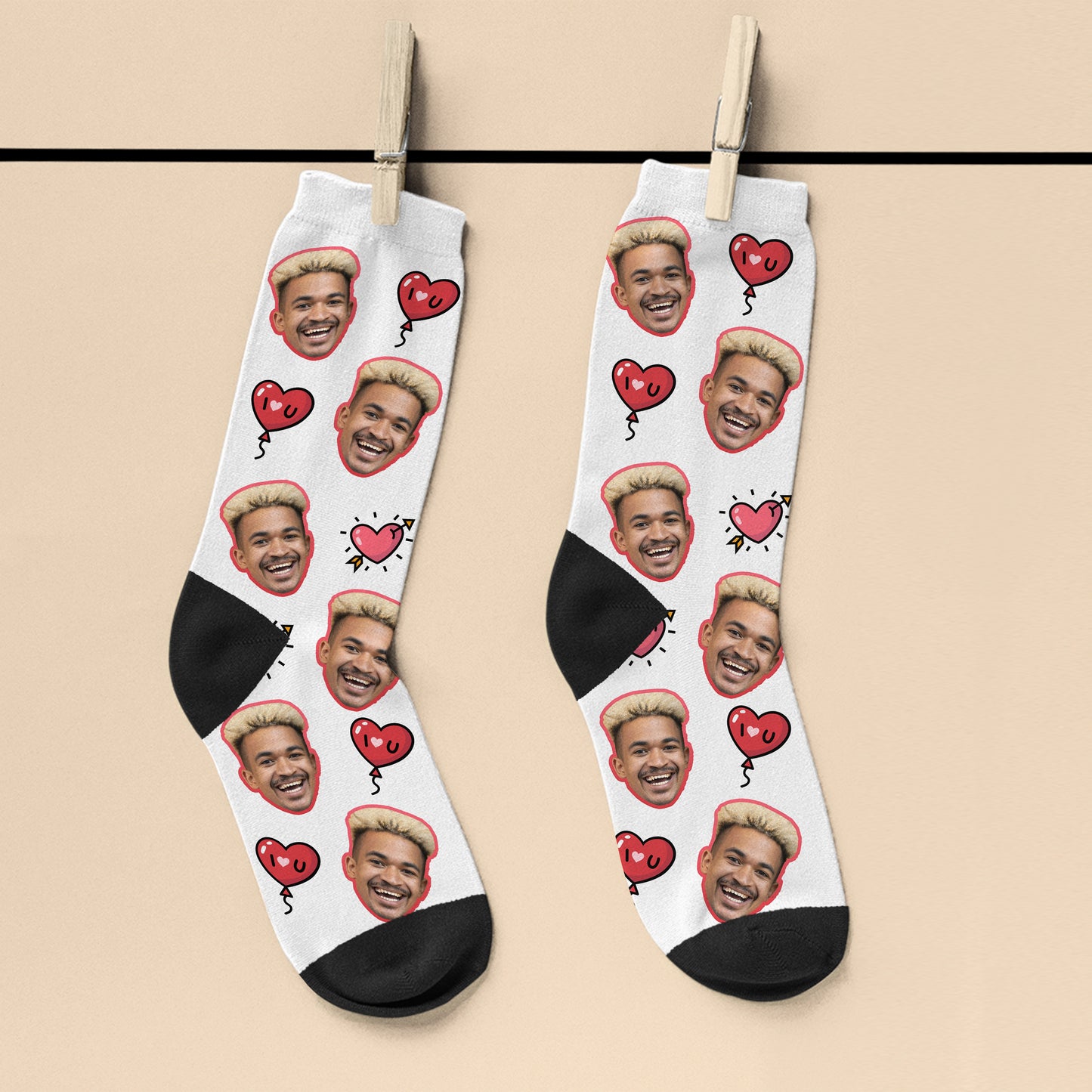 I LOVE YOU FACE SOCKS