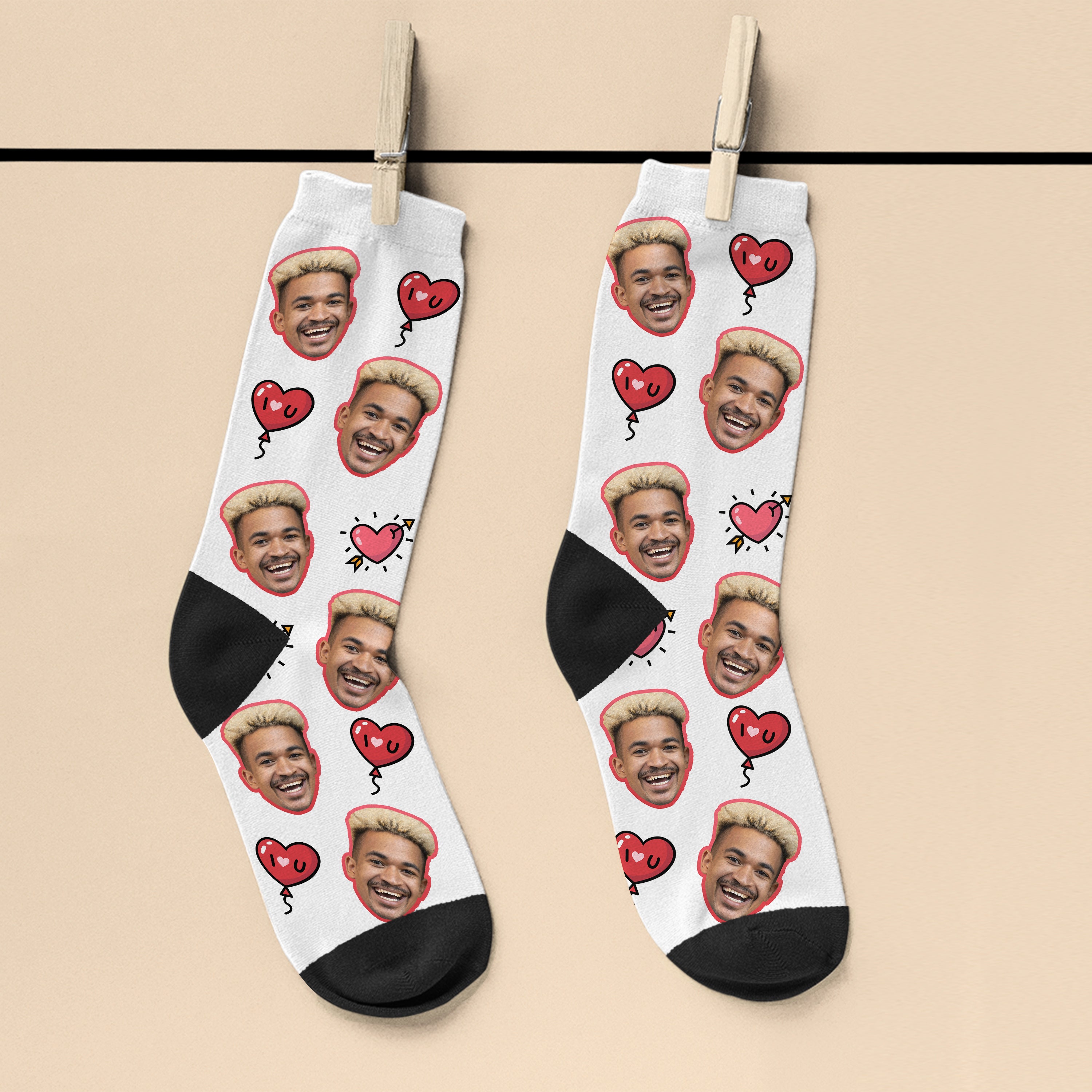 I LOVE YOU FACE SOCKS