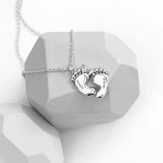 SILVER BABY FEET PLATED NECKLACE