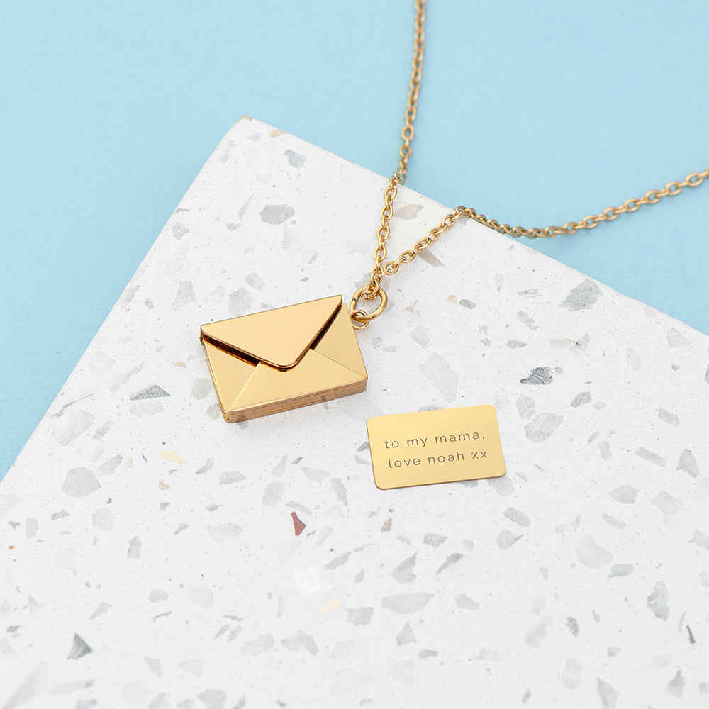 GOLD SECRET MESSAGE ENVELOPE NECKLACE