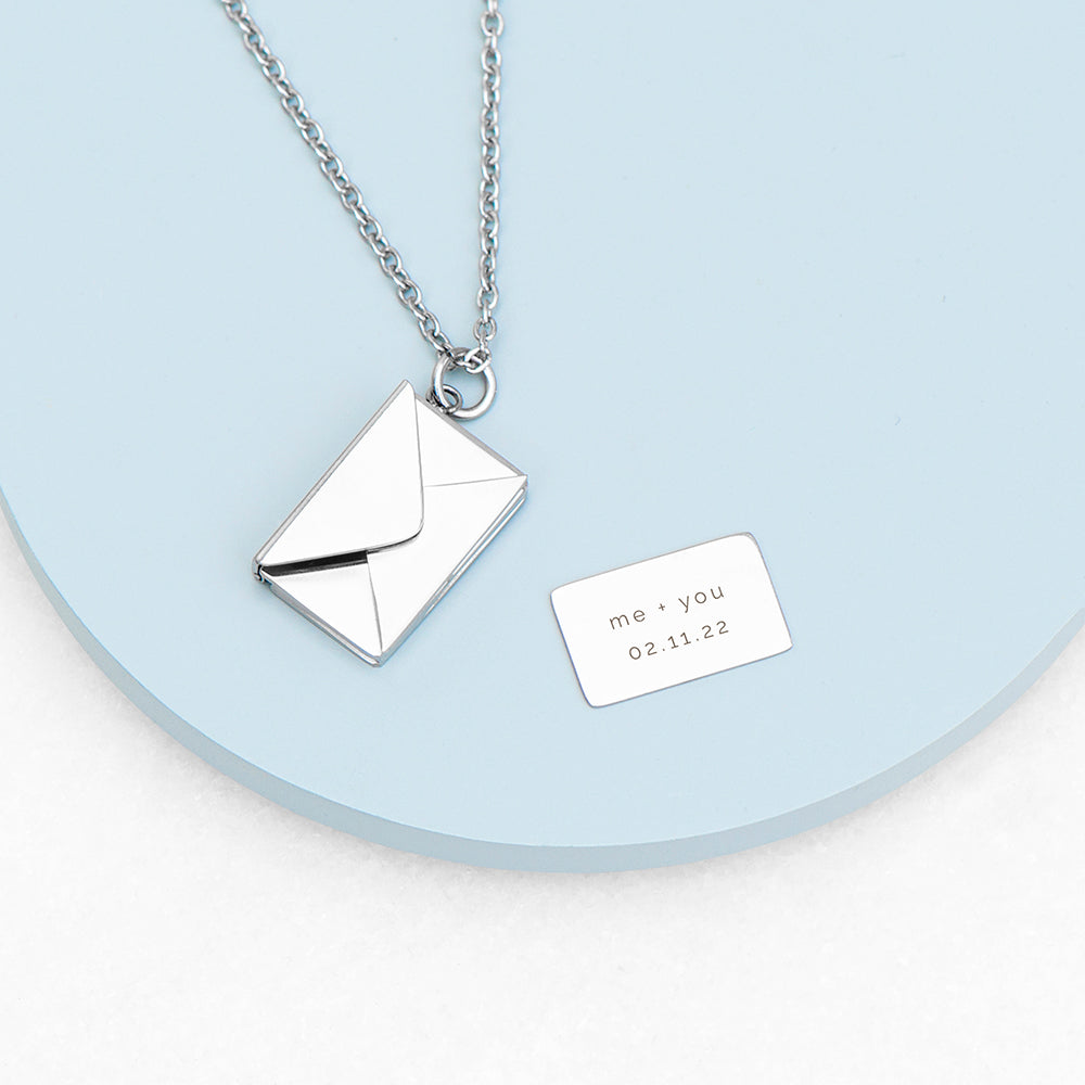 SILVER SECRET MESSAGE ENVELOPE NECKLACE